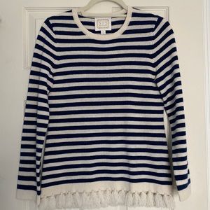 Sail to Sable Navy and White Stripe Cashmere Sweater